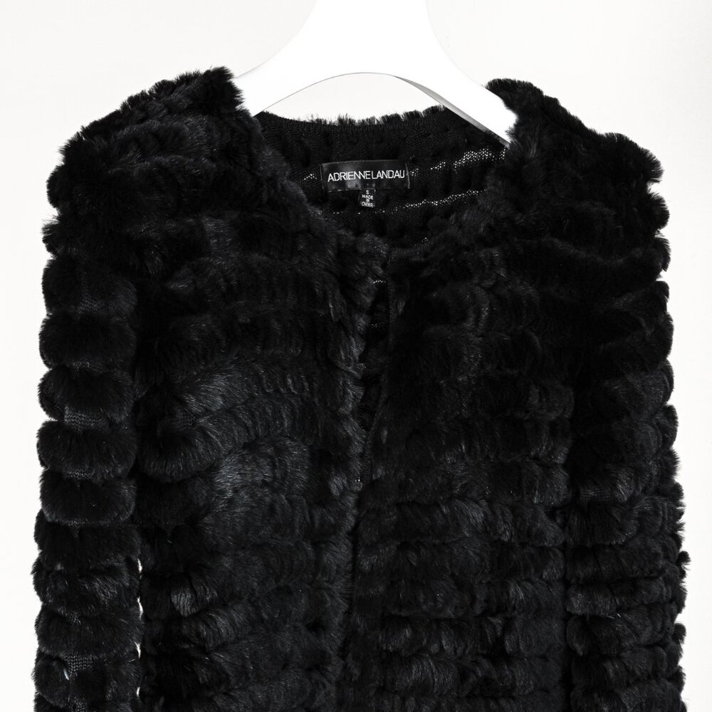 Adrienne Landau Black Rabbit-Fur Jacket - Picture 3 of 8